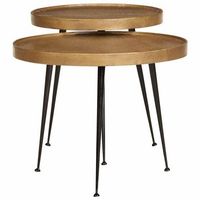 2 piezas mesa de cafe  mesa de centro madera contrachapada dorada
