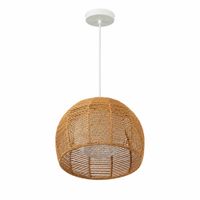 lampara colgante trenzada doble capa papel beige y blanco d32 cm
