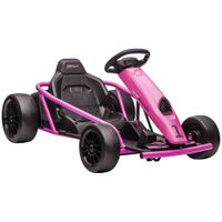 homcom go-kart electrico 24 v para ninos hasta 13 kmh con funcion de derrape y 2 motores 8-12 anos rosa   aosom espana