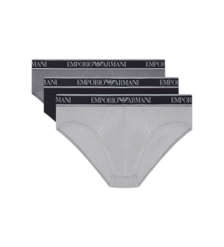 Emporio Armani para hombre. EM000258_AF20669 Set 3 Slips Core Logobanda negro, gris (XXL), Homewear, Algodón