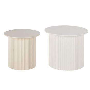 Set de 2 mesas auxiliares en blanco y beige