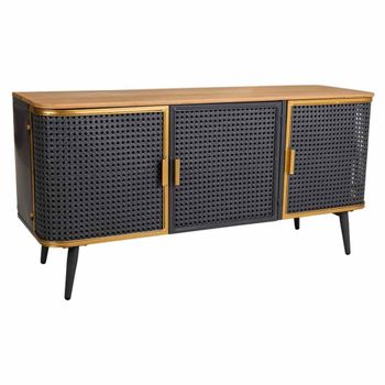 Aparador de metal y madera 3 puertas 118x38x58,5