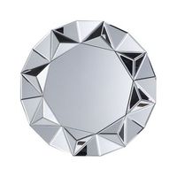 espejo de pared redondo plateado 70 cm marco geometrico acabado brillante habay