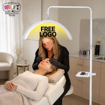 Lámpara de Pestañas Profesional de Media Luna con Cable Oculto y Logotipo Personalizado para Artistas de Pestañas, Salones de Belleza y Esteticistas, Equipo de Iluminación de Piso