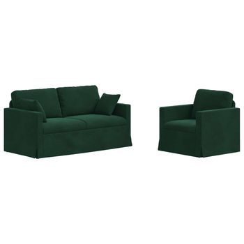 Juego De Sofá 2 Pcs Verde Oscuro 158 X 78 X 80 Cm Terciopelo Vidaxl