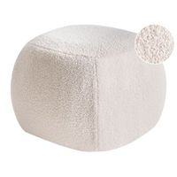 puf redondo con patas de boucle otomana reposapies mullido sala de estar blanco crema barron