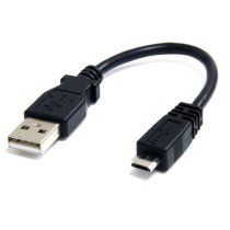 Cable Adaptador de 15cm USB A Macho a Micro USB B Macho para TelÃ©fono MÃ³vil Carga y Datos - Negro
