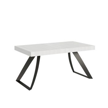 Mesa extensible 90x160/420 cm efecto madera fresno blanco, hierro