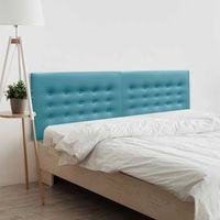 dhome cabecero de polipiel con 3 hileras de botones cabezal tapizado cama lujo turquesa 220cm 2 piezas