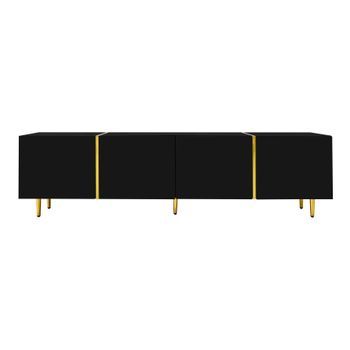 Mueble Tv L 170 Cm - Con 4 Puertas - Mdf - Negro