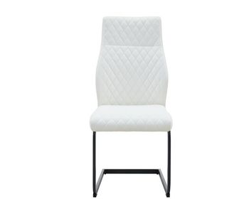 Conjunto de mesa y sillas comedor 5 piezas - mesa redonda de vidrio ø85 cm con 4 sillas pu blancas de respaldo alto y acolchado romboidal - elegante