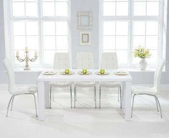 Atlanta 160cm White High Gloss Dining Table with Calgary Chairs