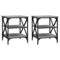 2 uds mesas auxiliares  mesita auxiliar  mesa de cafe madera gris sonoma 40x42x50 cm