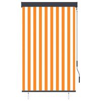 estor enrollable de exterior blanco y naranja 100x250 cm