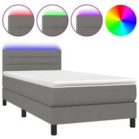 estructura de cama led con cabecero con somier colchon 90x200cm tela gris oscuro tdl0209373