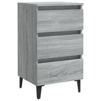 mesita de noche  mesilla de noche con patas de metal gris sonoma 40x35x69 cm