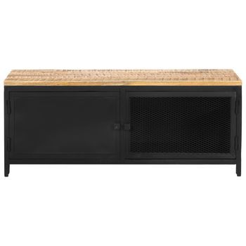 Mesa De Centro 50x90x37 Cm Mango Sin Tratar - Negro