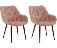set de 2 sillas de comedor tanna en terciopelo rosa 62x58x83 cm