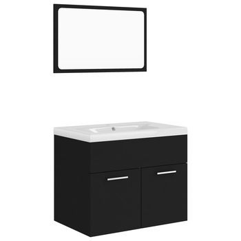 Juego De Muebles De Baño Madera De Ingeniería Negro Vidaxl