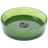 lavabo sobre encimera de bano redondo solid surface transparente 36 cm verde tolosa