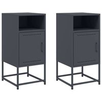 juego de 2 mesitas de noche con compartimento con puerta 36 x 39 x 78 cm acero antracita dec034832