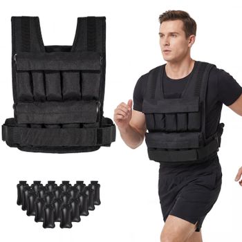 Costway Chaleco Lastrado 20kg con Sacos de Hierro Extraíbles Correas Ajustables Tela Resistente para Entrenamiento Negro