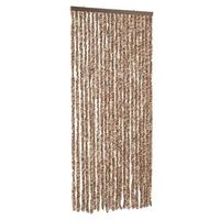 cortina antimoscas chenilla beige y marron oscuro 90x220 cm