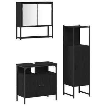 Juego De Muebles De Baño 3 Uds. Negro Madera De Ingeniería Vidaxl