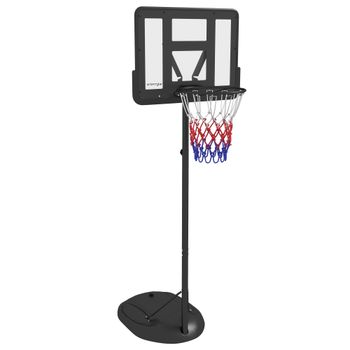 SPORTNOW Canasta de Baloncesto para Exterior con Altura Ajustable 216-277 cm Ruedas y Base Rellenable Negro   Aosom España