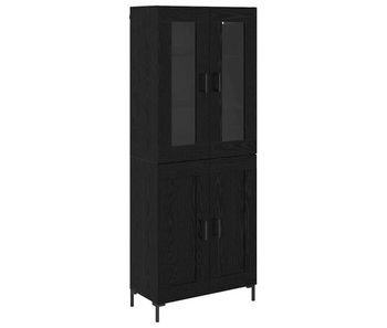 Aparador alto - mueble de almacenamiento 2 pcs roble negro madera de ingeniería es268