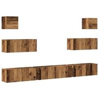 conjunto de mueble de tv 7 uds  mueble de salon  gabinete de tv montado la pared madera vieja