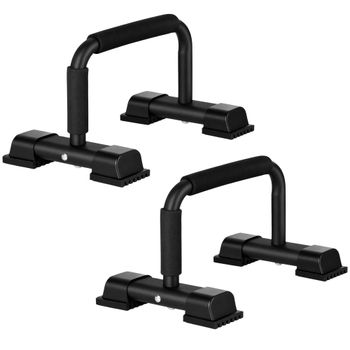 HOMCOM Barras Paralelas Calistenia de Acero con Alfombra Antideslizante para Entrenamiento en Gimnasio Hogar 36x25x20 cm Negro