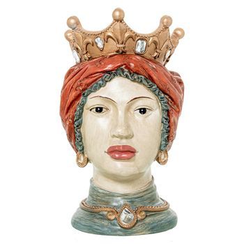 Figura Busto Reina Dorado, Rojo Y Verde