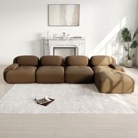 sofa esquinero 4 plazas modular de pana con chaise longue marron 388x178x70 cm