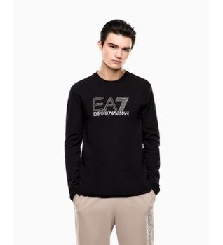 EA7 para hombre. 7M001310_AF10373 Camiseta de manga larga Visibility negro (XXL), Casual, Algodón