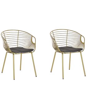 Conjunto de 2 sillas de comedor  metal dorado