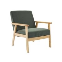 sillon escandinavo de madera y pana caqui oscuro