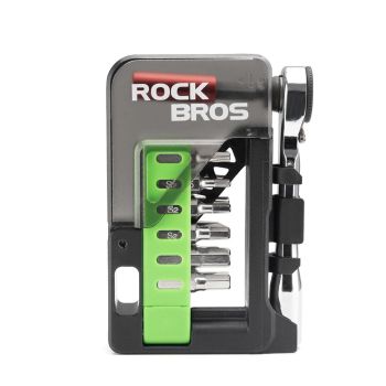 ROCKBROS Kit de Herramientas de Reparación de Bicicletas Portátil Mini 12 en 1 Llave de Carraca de Aleación de Aluminio