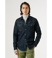 pepe jeans para hombre pm3090809 camisa western rinse marino m casual algodon manga larga