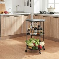 carro de servicio munkedal redonda con 3 estantes metal  75xo45cm - negro encasa
