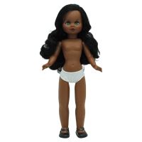 muneca folk artesania sintra 40 cm - desnuda vinilo mulata pelo ondulado largo