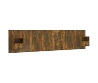 vidaxl cabecero de cama con mesitas madera contrachapada roble ahumado