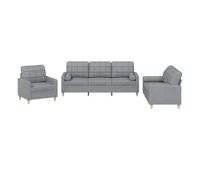 vidaxl juego de sofas con cojines 3 piezas tela gris claro