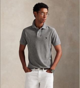 Polo Ralph Lauren para hombre. 710666998006 Polo Custom Fit gris (M), Casual, Algodón, Manga corta