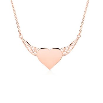 Cadena corazón alado de acero inoxidable chapado en oro rosa