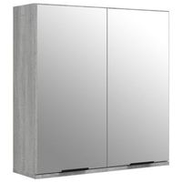 armario de bano con espejo color gris sonoma 64x20x67 cm vidaxl