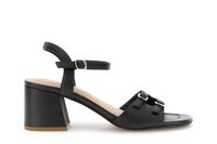 sandalias de piel con doble hebilla y tira black