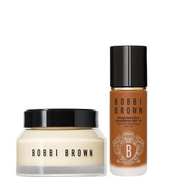 Bobbi Brown Hydrating Duo: Vitamin Enriched Face Base+ & Weightless Skin Foundation Bundle (Various Shades) - Warm Walnut