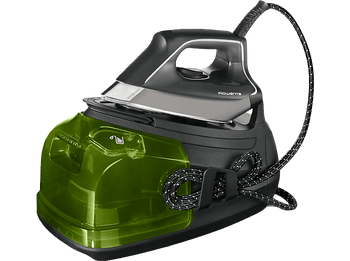 Centro de planchado - Rowenta Perfect Steam Pro DG8626F0, 2400W, 6.9 Bar, 120 g/min, Golpe 450 1.1 L, Microsteam 400HD 3D Láser, Gris y verde