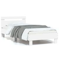 cama individual  cama para adulto  cama con cabecero madera de ingenieria blanca 90x190 cm